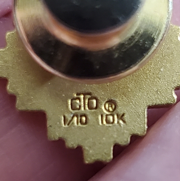 Vintage 10k gold 1/10 CtO Cto brand mens tie tac tack pin geometric gold-filled - Picture 5 of 5